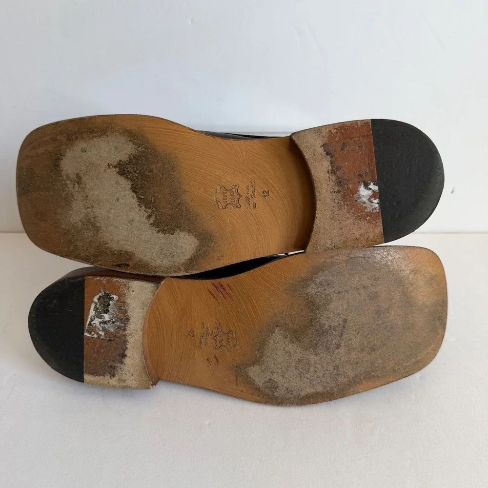 Kenneth Cole Y2K Brown Leather‎ Chukka Boots 12 Italy Square Toe Euro Minimalist